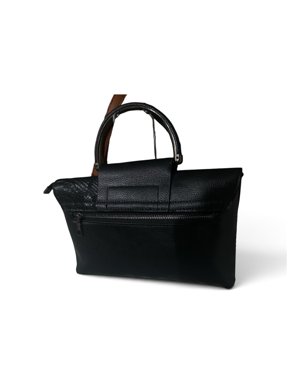 Classic Black Leather Tote Handbag